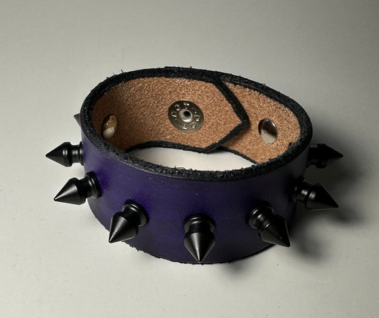 Purple Wristband with Black Spikes